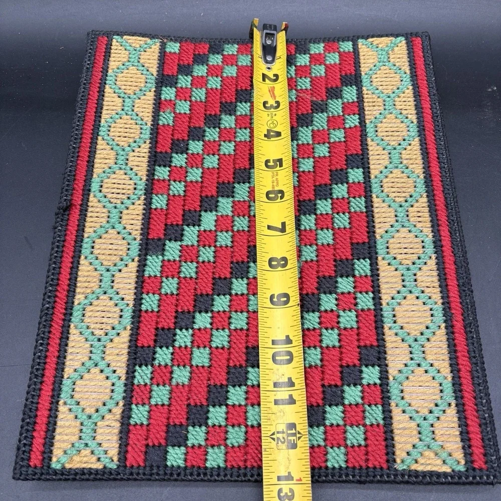 Vintage Handmade Quilted Notebook Cover Binder Geometric Pattern 13x10.5